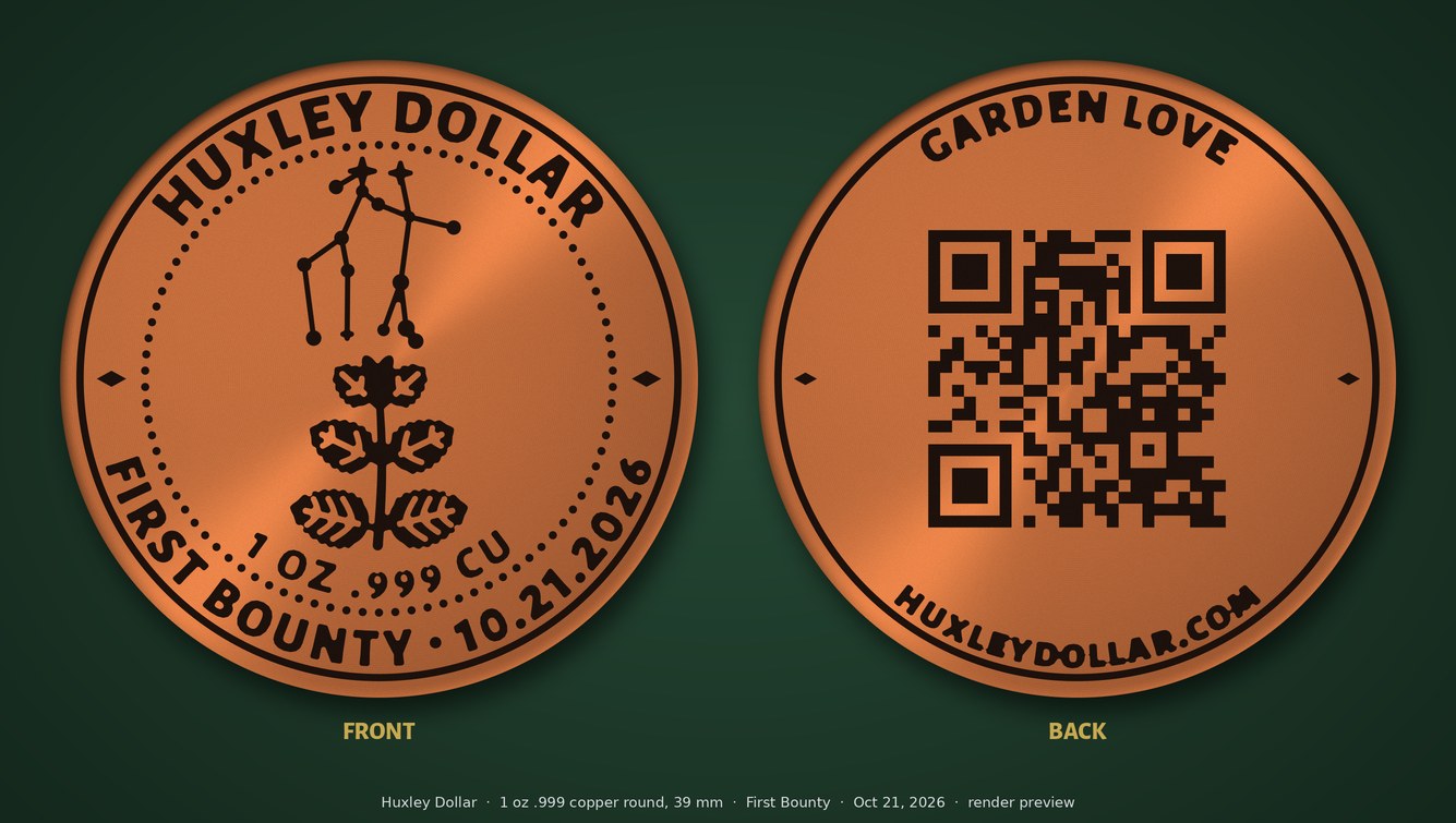 Front and back of the copper First Bounty coin